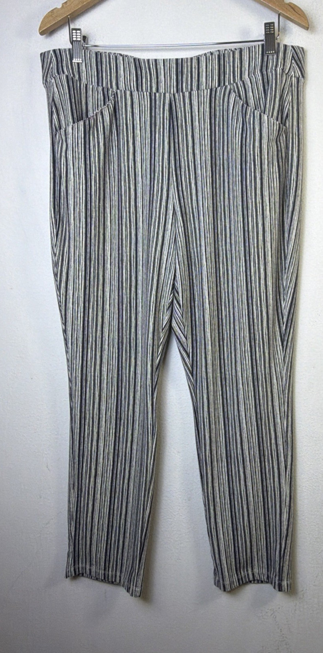 Chico's womens 2 Large 12 14 Regular Stretchy Striped casual Pants travelers